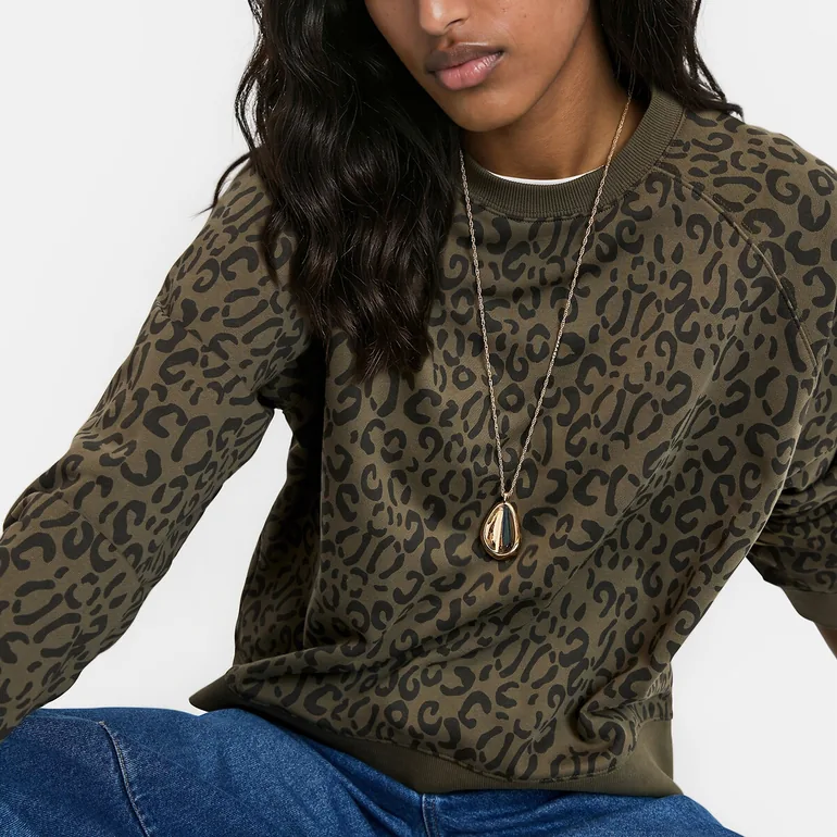 Leopard Print Sweatshirt with Crew Neck - 2