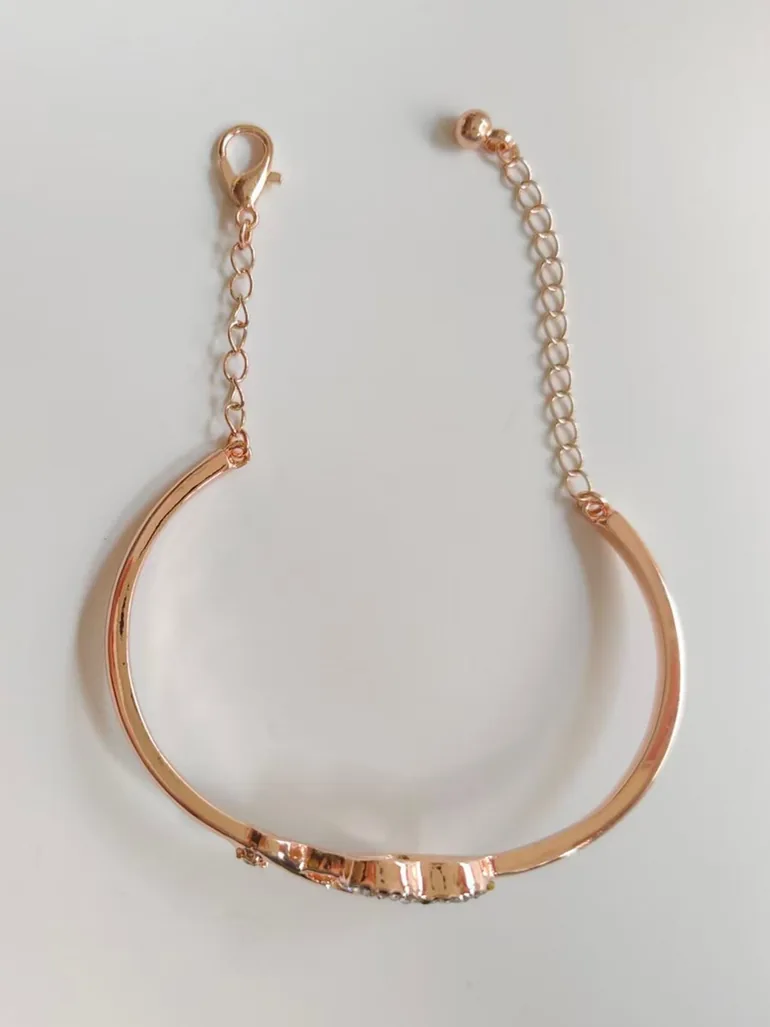 Gold Heart and Infinity Bangle Bracelet - 1