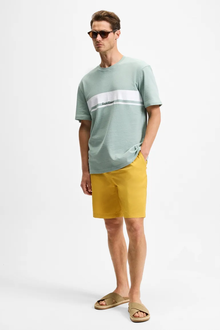 GRIMELANGE LASPER Men's Stretch Side Pocket Elastic Waist Relaxed Fit Saffron Yellow Shorts - 4