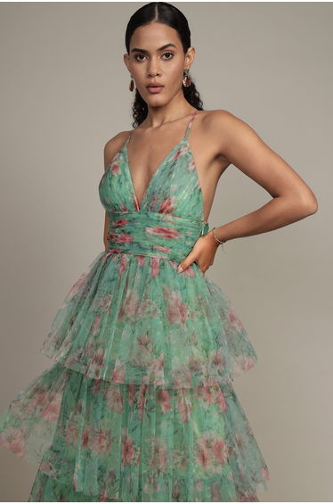 Odette Maxi Dress in Green Floral product thumbnail 3