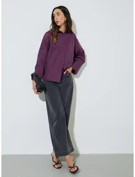 Purple Oversized Longline Shirt - 1