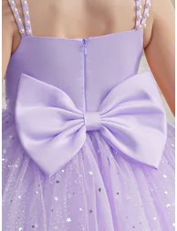 Girls Purple Embellished Strappy Mesh Midi Dress - 6