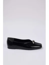 Black Accessory Detailed Square Toe Women's Ballerinas - 2