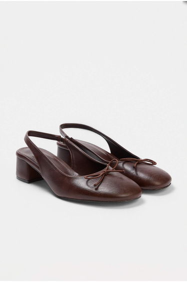 Dark Brown Bowknot 4 cm Women's Classic Heeled Shoes
