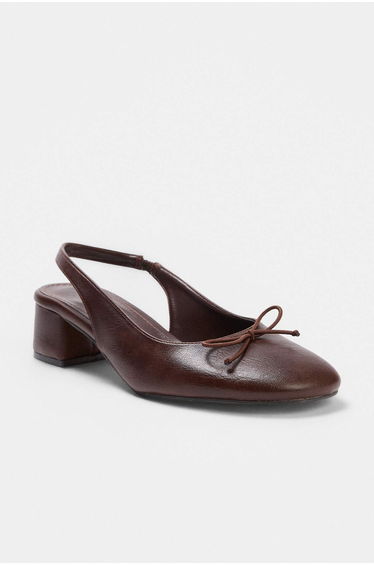 Dark Brown Bowknot 4 cm Women's Classic Heeled Shoes product thumbnail 3