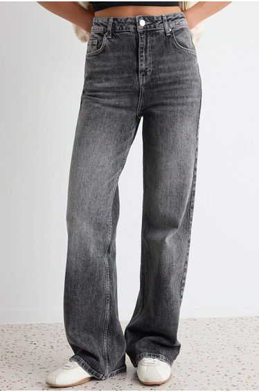 Anthracite Low Stretch High Waist Wide Leg Jeans product thumbnail 3