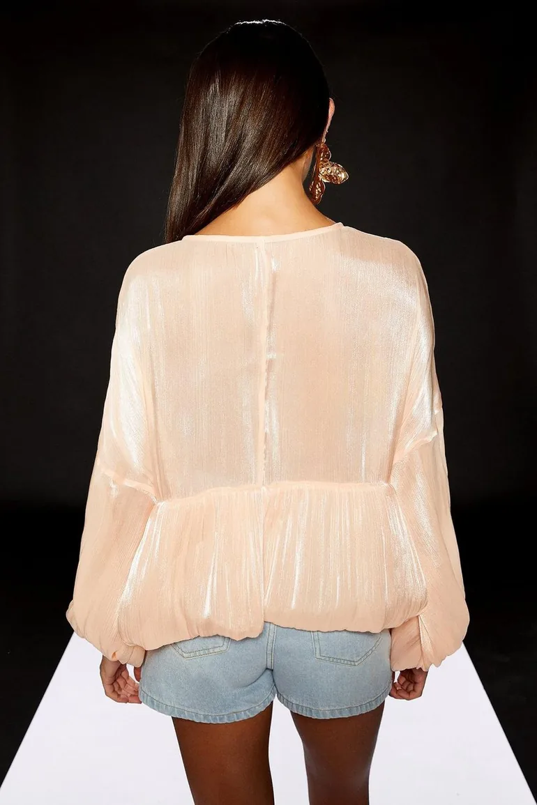 Runway 1.8.1.8 Blouson Sleeve V Neck Blouse - 2