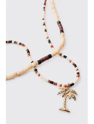 Palm Tree Beaded Necklace - gold - 2