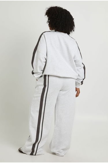 Plus Stripe Detail Straight Leg Jogger - ash grey product thumbnail 3