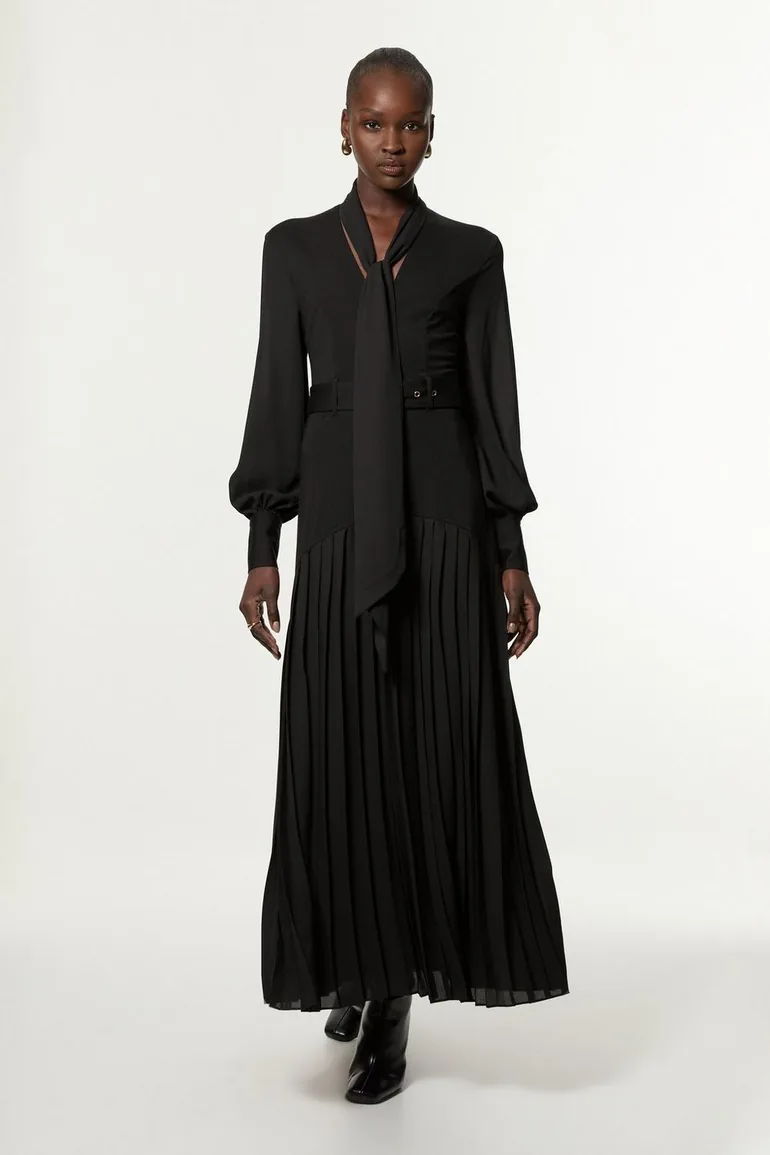 Jersey Ponte Georgette Mix Midi Dress