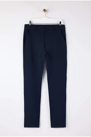 Navy blue men's relaxed fit fabric pants