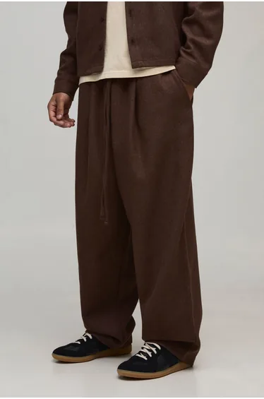 Balloon Melton Pleated Front Jogger - choc brown