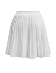 Button Down Vest and Pleated Mini Skirt Set in White - 11