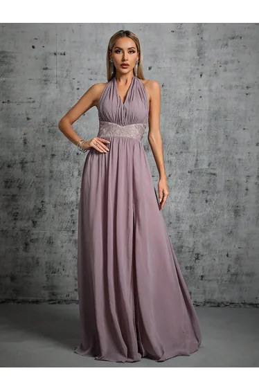 Leely Elegant Halter Sleeveless A-line Party Dress