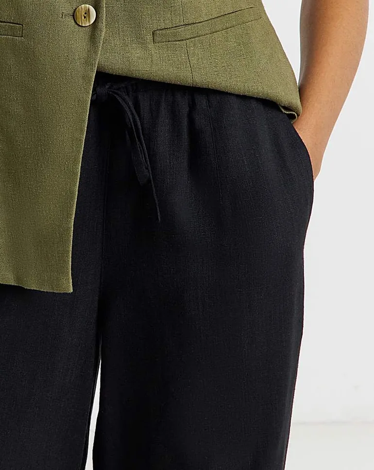 Black Linen Barrel Trousers - 3