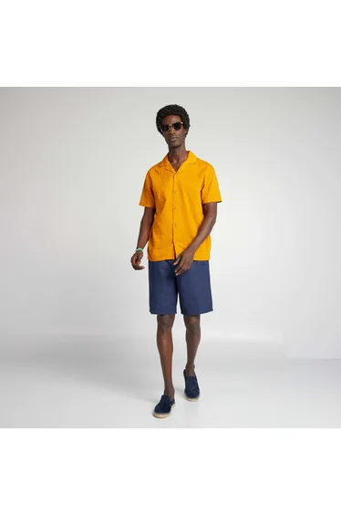 Textured short-sleeved shirt YELLOW