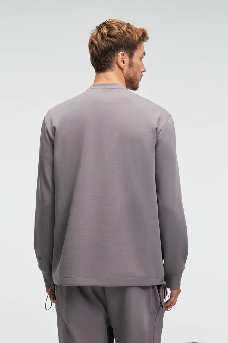 GRIMELANGE EDMUND Men's Long Sleeve Printed Hem with Elastic and Stopper Crew Neck Dark Gray Sweatshirt - 5