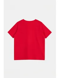 Red-Navy Blue 2'Li Package Basic V-Neck %100 Cotton Knitted Large Size T-Shirt - 3