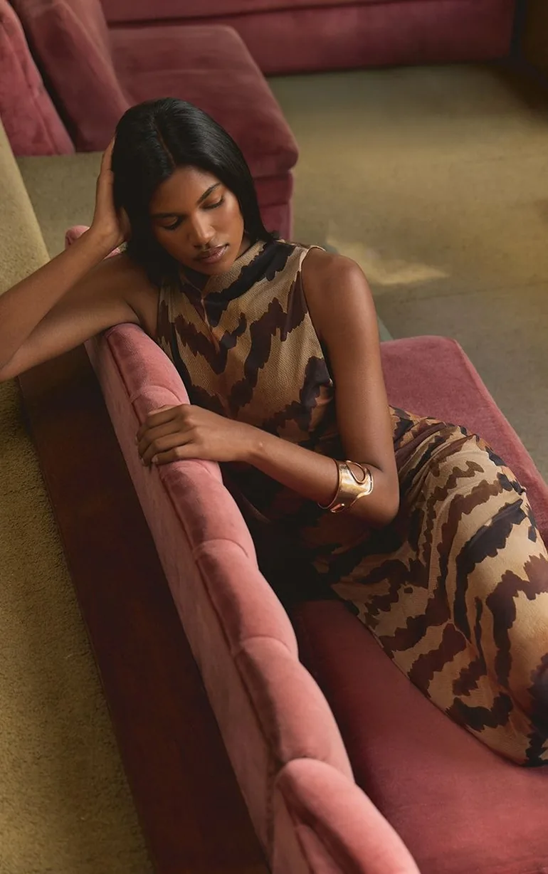 Sand Tiger Printed Mesh Maxi Dress - 2