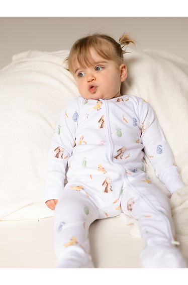 Cozy Crew Club Baby The COZY Hop Ribbed Sleepsuit in White