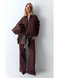 Chocolate Premium Wide Leg Joggers