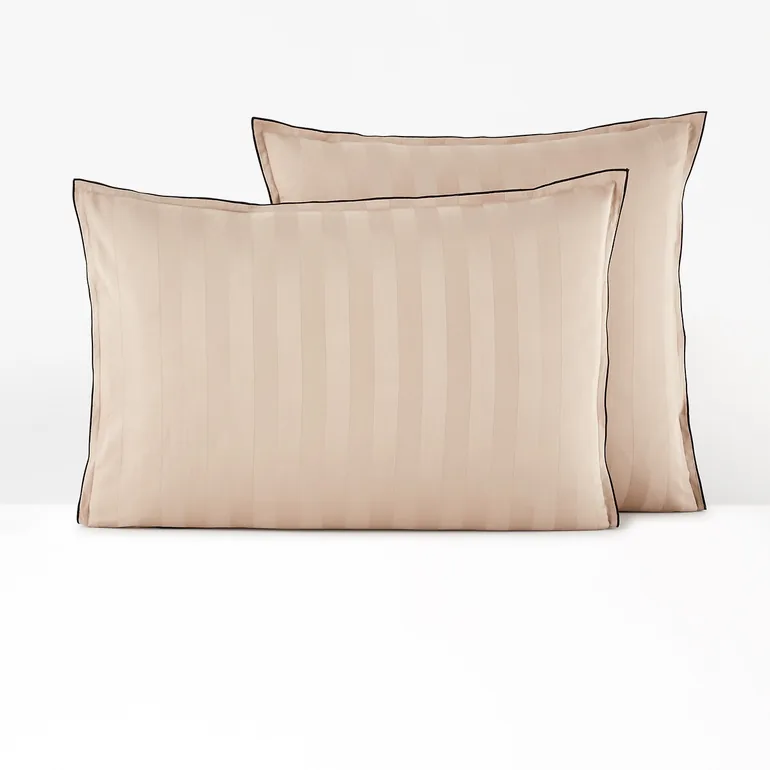 Victor Striped 100% Washed Cotton Satin 300 Thread Count Pillowcase