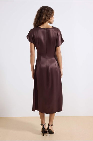 Brown Accessory Detailed Midi Woven Dress product thumbnail 4