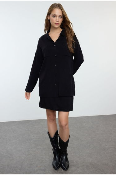 Black Mini Knitwear Basic Dress