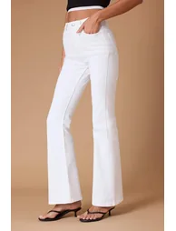 White High Waist Extra Flexible Flare Spanish Leg Jeans - 2