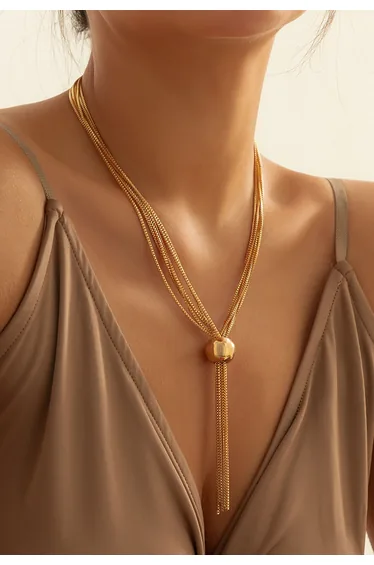 Multi-Layered Tassel Necklace in Gold