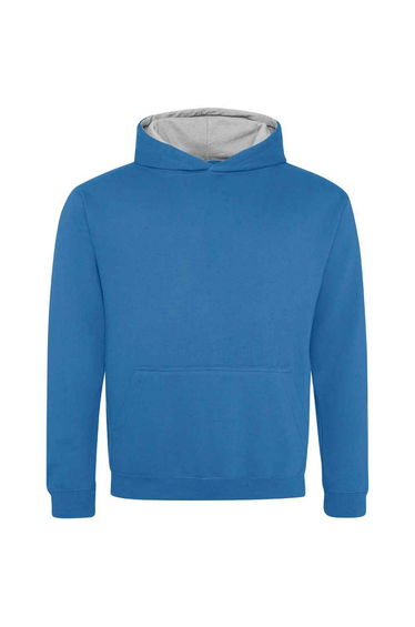 Awdis Childrens/Kids Varsity Hoodie - Sapphire Blue/Heather Grey