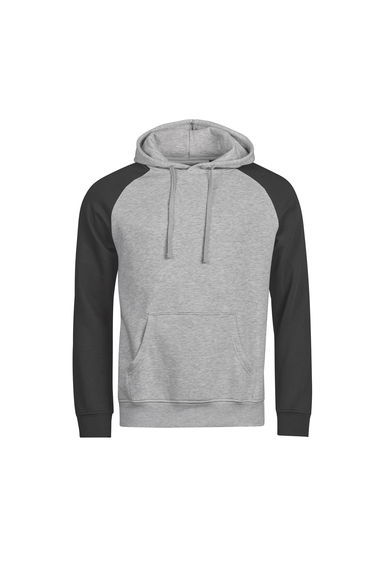 Tee Jays Mens Unlabeled Two Tone Hoodie - Heather Grey/Black