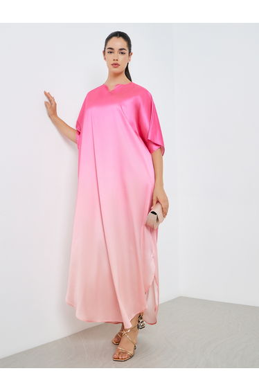 Women Pink Ombre Print Kaftan