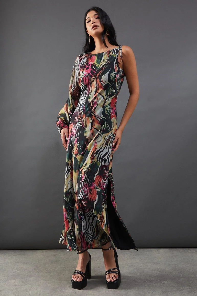 chiffon printed one shoulder maxi dress chiffon printed one shoulder maxi dress Floral Decor Chiffon Print One Shoulder Evening Gown Maxi Dresses ChicGirlsBoutique