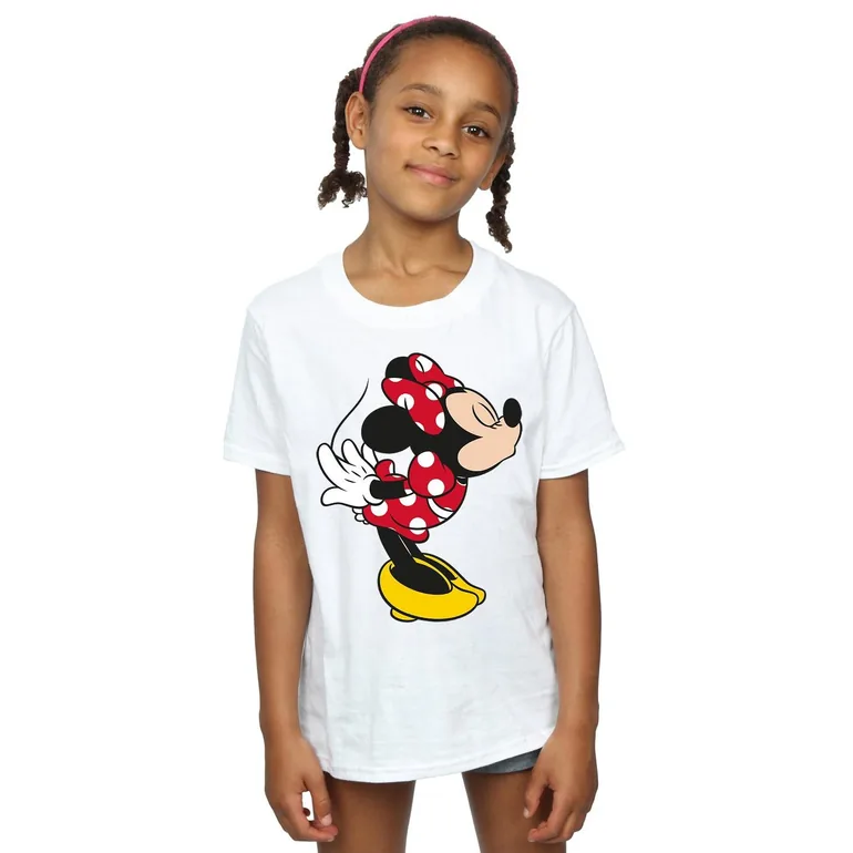 Disney Girls Minnie Mouse Split Kiss Cotton T-Shirt - White - 2