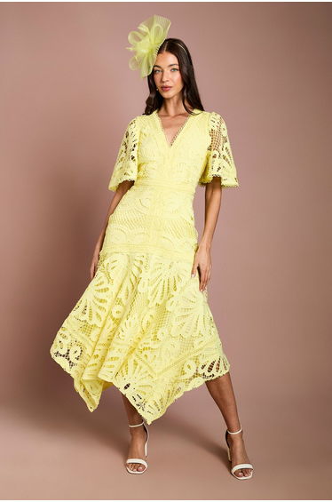Placement Lace Hanky Hem Dress