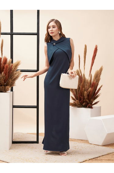 Overlap Detail Sleeveless Maxi Dress