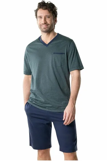 بيجاما شورت قطن بياقة V