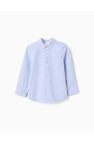 Striped Oxford Shirt for Boys, White/Blue