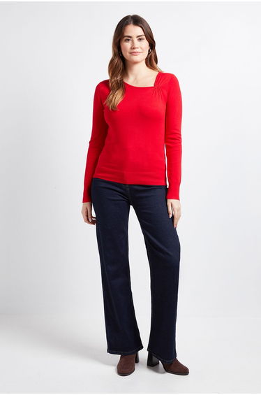 Asymetric Gathered Knitted Jumper
