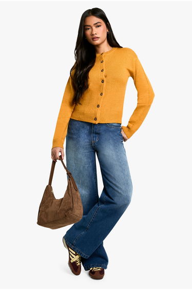 Crew Neck Fine Gauge Micro Cardigan