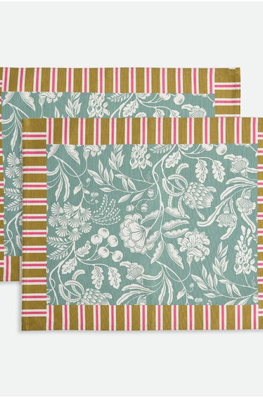 Set of 2 Linda Printed Cotton Placemats