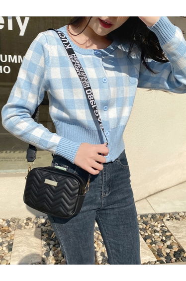 Zig Zag Detail Camera Bag with Zip Closure