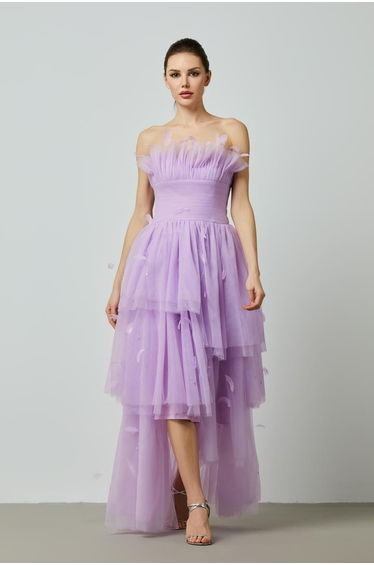 feather applique dress