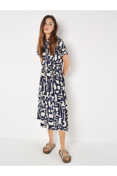 Geo Grecian Shirt Midi Dress