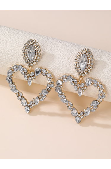 Gold Heart shape Embellished Earrings