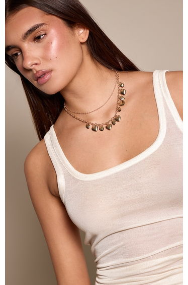 Gold Molten Heart Long Necklace