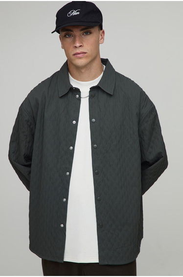 Oversized Pintuck Curved Hem Long Sleeve Shirt - charcoal