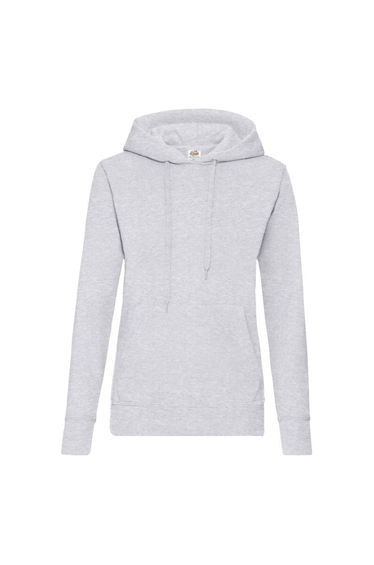 Fruit Of The Loom Ladies Lady Fit Hooded Sweatshirt / Hoodie - Heather Grey