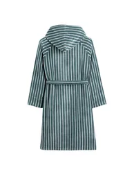 Bagno Striped 100% Cotton Velvet Hooded Bathrobe - 1
